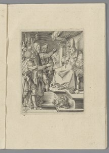 Christus voor Kajafas De kleine Passie (عنوان السلسلة) آلام المسيح Ab Albert Durer Nurenburgensi Effigiata (عنوان السلسلة) بواسطة ألبريشت دورر