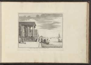سيدات النبلاء ينتظرن جندول في البندقية Comment les Femmes Nobles entrent dans les Gondoles à Venise (العنوان على الكائن) القصور والمعالم الأثرية في البندقية وليفورنو ونابولي وروما (عنوان السلسلة) بواسطة ملكيور كوزيل (الأول) (ربما)