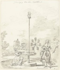 تدمير الدستور القديم ، زخرفة على Botermarkt ، 1795 تدمير الدستور القديم / بوترماركت (العنوان على وجوه) بواسطة يوهانس فان دريغت (رفض الإسناد)