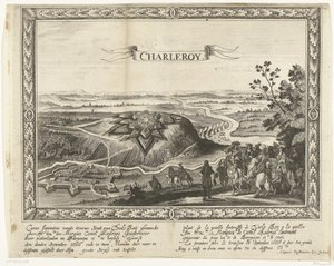قلعة شارلروا الجديدة عام 1666 Caerte تصويري للمدينة الجديدة بواسطة Charle Roij (...) (العنوان على الكائن) Plant de la nouelle fortresse de Charle Roij (...) (العنوان على الكائن) بواسطة Adriaen Possemiers