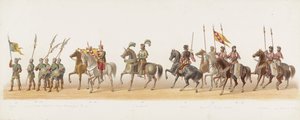 موكب دلفت عام 1873 (اللوحة الرابعة) موكب بالملابس عقده أعضاء Delftsche Studentencorps في 8 يوليو 1873 ، يصور: دخول Karel van Egmond ، دوق Guelders ، كونت Zutphen ، إلى Arnhem في عام 1492 (سلسلة t بواسطة تريسلينج وكومب.
