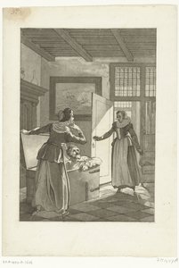 قبض Elsje van Houweningen على Hugo de Groot في صندوق الكتب ، 1621 بواسطة بيتر باربييرز (ربما)