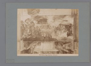 إعادة إنتاج الصور من اللوحة الجدارية The Flood بواسطة Michelangelo في كنيسة Sistine Chapel روما. كاب. سيستينا. Diluvio (العنوان على الكائن) بواسطة مايكل أنجلو
