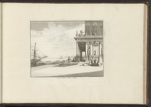 منظر لقصر كولينا في البندقية Vue du Palais Collina à Venise (العنوان على الكائن) القصور والمعالم الأثرية في البندقية وليفورنو ونابولي وروما (عنوان السلسلة) بواسطة ملكيور كوزيل (الأول) (ربما)