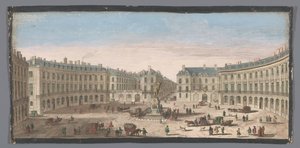 Gezicht op de Place des Victoires te Paris منظر ل Place des Victoires (العنوان على الكائن) بواسطة جاك ريغو (ربما)