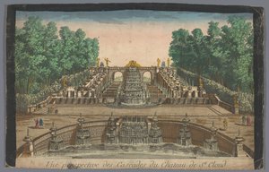 منظر لشلالات حديقة Château de Saint-Cloud منظور Vue des Cascades du Chateau de St. Cloud (العنوان على الكائن) بواسطة مجهول