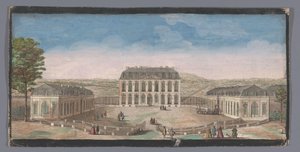 منظر للواجهة الأمامية من Chateau de Belle-Vue في Meudon جائزة Vüe du Chateau de Belle-Vüe du côté de la Cour (العنوان على الكائن) بواسطة جاك ريغو (ربما)