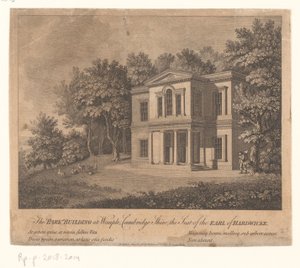منظر لمبنى في حوزة ويمبول مبنى الحديقة في Wimple ، Cambridge Shire ، مقر إيرل Hardwicke (العنوان على الكائن) بواسطة فيلدينغ ووكر
