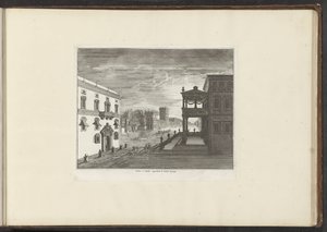 منظر لقصر في نابولي عند غروب الشمس Palais à Naples regerdant le Soleil Levant (العنوان على الكائن) القصور والمعالم الأثرية في البندقية وليفورنو ونابولي وروما (عنوان السلسلة) بواسطة ملكيور كوزيل (الأول) (ربما)