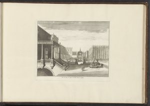 منظر للقصر الملكي والحدائق الملكية في نابولي Veue du Bois de Cypres du Jardin Royal à Naples (العنوان على الكائن) القصور والمعالم الأثرية في البندقية وليفورنو ونابولي وروما (عنوان السلسلة) بواسطة ملكيور كوزيل (الأول) (ربما)
