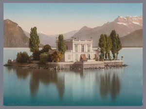 منظر Île de Salagnon في بحيرة جنيف ، في الخلفية Dents du Midi lac Léman، Ile de Salagnon et la Dent du Midi (العنوان على الكائن) بواسطة فوتوكروم زيورخ