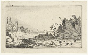 الرعاة مع الأغنام بالقرب من الصخور والمناظر الطبيعية بعد Esaias van de Velde (عنوان السلسلة) بواسطة Esaias van de Velde