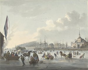 الترفيه على الجليد في روتردام ، حوالي 1784 بواسطة مجهول