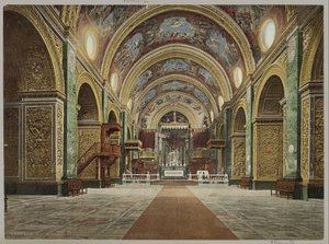 Interieur van de Sint-Janskathedraal في فاليتا مالطا. الجزء الداخلي من كاتدرائية S. Giovanni (العنوان على الجسم) بواسطة فوتوكروم زيورخ