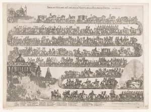 دخول الملكة كريستينا ملكة السويد إلى روما Ingresso Solenne في Roma della Maestra della Regina di Svezia ai 23 xbre 1655 (العنوان على الكائن) بواسطة جيوفاني جياكومو دي روسي
