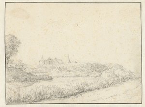 منظر طبيعي مع قلعة بالقرب من ضفة نهر بواسطة Jacob Isaacksz van Ruisdael (رفض الإسناد)