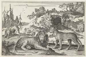 الأسود والفهد الحيوانات ذات الأرجل الأربعة (عنوان السلسلة) Animalivm Qvaddrvpedvm (عنوان المسلسل) بواسطة نيكولاس فيشر (الأول) (منسوب إلى)