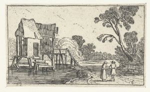 مسار على طول النهر مع المباني على ركائز متينة مناظر طبيعية بعد Esaias van de Velde (عنوان المسلسل) بواسطة Esaias van de Velde