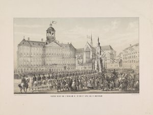 الدخول الرسمي لجلالة الملك ويليم الثالث ، في التاسع من أبريل 1861 ، في أمستردام (العنوان على الكائن) بواسطة جورج فيلهلم تيلكيمير