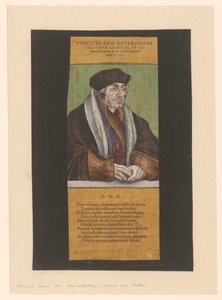 Portret van Desiderius Erasmus صورة إيراسموس روتردام (العنوان على الجسم) بواسطة هانز هولبين (الثاني)