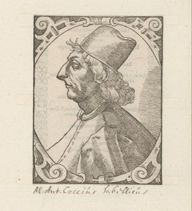 Portret van Marcus Antonius Coccius Sabellicus. بورتريت فان ماركوس أنطونيوس كوكيوس سابليكوس بواسطة مجهول