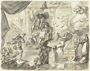 Quincampoix أو بائع الريح العظيم والملفوف 1720 Het Groote Tafereel der Dwaasheid (قطع إضافية) (عنوان السلسلة) بواسطة مجهول