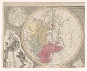النصف الأيمن من خريطة العالم ، تُظهر نصف الكرة الشرقي Mappa totius mundi: ملاحظات جوكستا adornata (...) (العنوان على الكائن) بواسطة مجهول