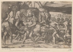 سرقة امرأة من قبل رجل و ساتير معركة بين Lapiths و Centaurs (عنوان المسلسل) بواسطة مجهول
