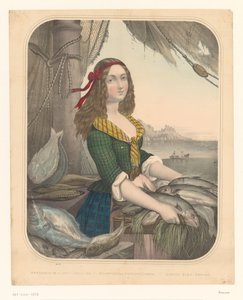 تجار السمك الاسكتلنديين Marchande de Poisson Écossaise / Schottisches Fischermädchen / Scotch fish-vender (العنوان على الكائن) بواسطة مجهول