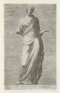 Sculptuur van Urania، muze van de sterrenkunde يورانيا الملهمة في مبنى الكابيتول (العنوان على الكائن) المنحوتات العتيقة في روما (عنوان السلسلة) أيقونات التماثيل القديمة لمدينة روما والتي تظهر في الأماكن العامة (عنوان السلسلة) بواسطة مجهول