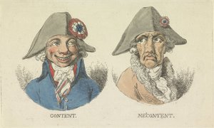 راضي وغير راضٍ ، 1795 Content / Me'content (العنوان على الكائن) بواسطة مجهول