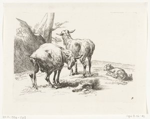 ماعزان واقفان وماعز صغير الماعز والأغنام إلى N.P. بيركيم (عنوان المسلسل) بواسطة جيرارد فالك