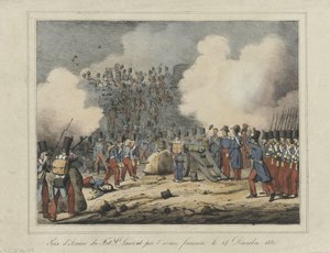 Verovering van de Lunet van Saint-Laurent1832 اقتحام الجيش الفرنسي لقلعة سانت لوران ، 14 ديسمبر 1832 (العنوان على الجسم) بواسطة مجهول