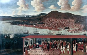 منظر لسميرنا (إزمير) والاستقبال المقدم إلى القنصل دي هوشبيد (1657-1723) في قاعة المجلس