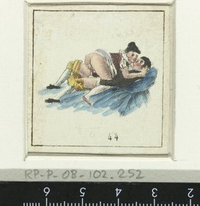 زوجان يمارسان الحب ، رجل وامرأة يرتدون ملابس ثمانية مشهد جنسي (عنوان المسلسل) بواسطة مجهول