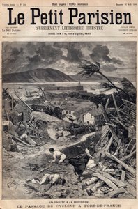 كارثة في مارتينيك: مرور الإعصار في فور دو فرانس (فورت دي فرانس) عام 1891. نقش في "" Le petit Parisien "من أغسطس 1891. مجموعة خاصة. بواسطة مجهول مجهول