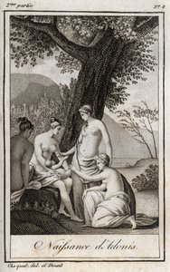 ولد أدونيس. نقش من عام 1819 في "Lettres a Emilie sur la mythologie" لتشارلز ألبرت ديموستييه (1760-1801). مجموعة خاصة. بواسطة مجهول مجهول