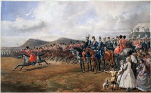 الكسندر الثاني (1818-1881) passant les torupes en revue - القيصر الكسندر الثاني يراجع القوات - مجهول - 1867 - ألوان مائية على الورق - 55x90 - مجموعة خاصة بواسطة مجهول مجهول