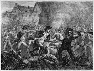 معركة لومان عام 1793 أثناء حرب فيندي. نقش من عام 1866 في "Histoire de la Revolution francaise" لأدولف تيير. مجموعة خاصة. بواسطة مجهول مجهول