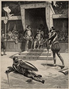 مبارزة بين Francois de Vivonne de la Chataigneraie و Guy de Chabot ، Baron de Jarnac في Saint Germain en Laye ، فرنسا 10 يوليو بواسطة مجهول مجهول