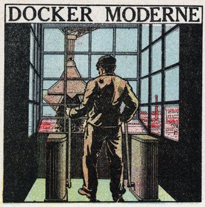 الأدوات الكهربائية: عامل ميناء حديث (1920). رسم توضيحي مجهول من عام 1925. مجموعة خاصة. بواسطة مجهول مجهول