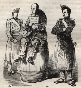 معرض تهرب قسري (عاد التهرب) في تولون باني في القرن التاسع عشر. نقش في "تاريخ المحكوم عليهم منذ إنشائهم حتى يومنا هذا" (1877) لبيير زكون (1817-1895) (كولونيا بينالي - مستعمرة جزائية). مجموعة خاصة. بواسطة مجهول مجهول