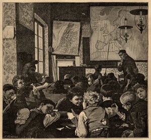 نهاية الفصل - المدرسة - - النقش 1890 بواسطة مجهول مجهول