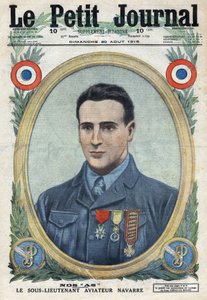 الحرب العالمية الأولى 1914-1918 (الحرب 14-18). صورة جان نافار (1895-1919) طيار من الجيش الفرنسي. في "" Le Petité Journal " بواسطة مجهول مجهول