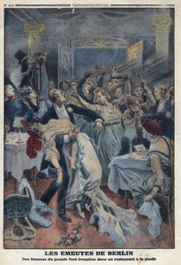 الحرب العالمية الأولى 1914-1918 (الحرب 14-18). تقتحم نساء الشعب مطعمًا أنيقًا ويطالبن بعودة أزواجهن. فى "" لو بيتيت جورنال "فى 16/1/1916. مجموعة خاصة بواسطة مجهول مجهول