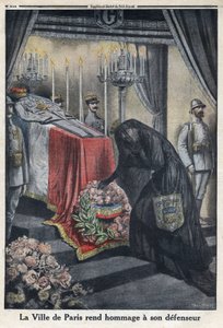 الحرب العالمية الأولى 1914-1918 (الحرب 14-18). تكريم مدينة باريس للجنرال جوزيف سيمون جالياني (1849-1916) الذي دافع عن المدينة. في "" لو بيتيت جورنال "بتاريخ 18/06/1916. مجموعة خاصة بواسطة مجهول مجهول