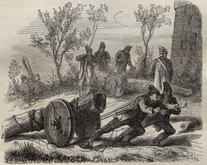 Forcats lumberjacks في Toulon Bagne في القرن التاسع عشر. نقش في "تاريخ المحكوم عليهم منذ إنشائهم حتى يومنا هذا" (1877) لبيير زكون (1817-1895) (كولونيا بينالي - مستعمرة جزائية). مجموعة خاصة. بواسطة مجهول مجهول