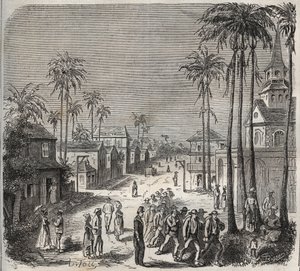 فوركاتس ذاهب للعمل في Penitencier Saint-Laurent (Saint-Laurent) في كايين (جويانا الفرنسية) في القرن التاسع عشر. نقش في "تاريخ المدانين منذ إنشائهم حتى يومنا هذا" (1877) لبيير زكون (1817-1895) (كولونيا بينالي - مستعمرة جزائية) بواسطة مجهول مجهول
