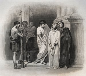 النصر المقدس ، استشهد في قرطاج مع القديس ساتورنين ، عام 304. نقش من عام 1846 في "" حياة القديسين ". مجموعة خاصة. بواسطة مجهول مجهول