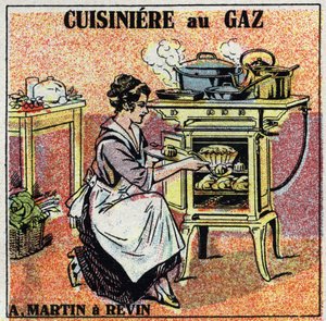 تدفئة المنزل: موقد غاز آرثر مارتن. رسم توضيحي مجهول من عام 1925. مجموعة خاصة. بواسطة مجهول مجهول